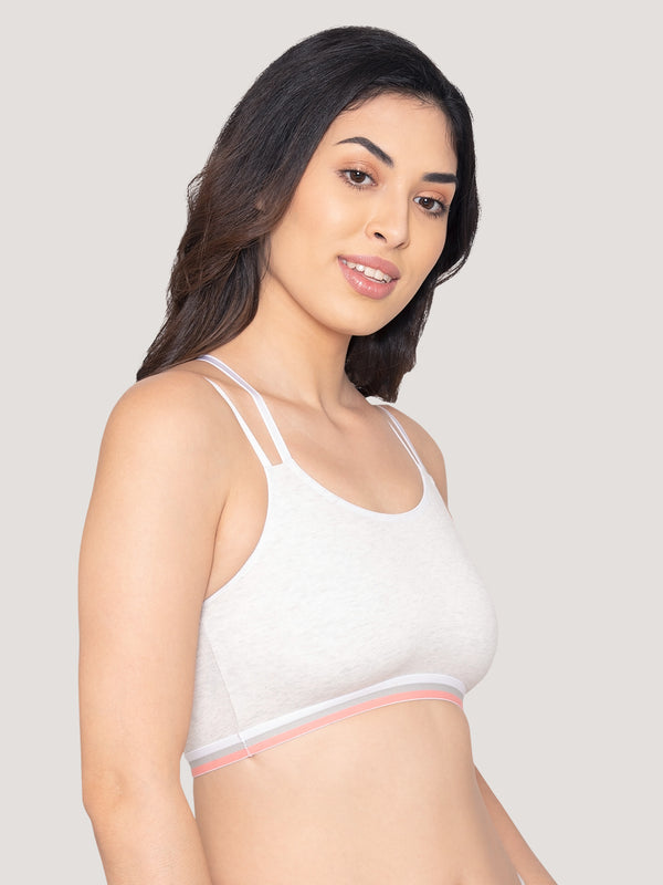 Candy Full Coverage Criss-Cross Back Teenager Bra | Pack of 3-WHITE WHITE WHITE