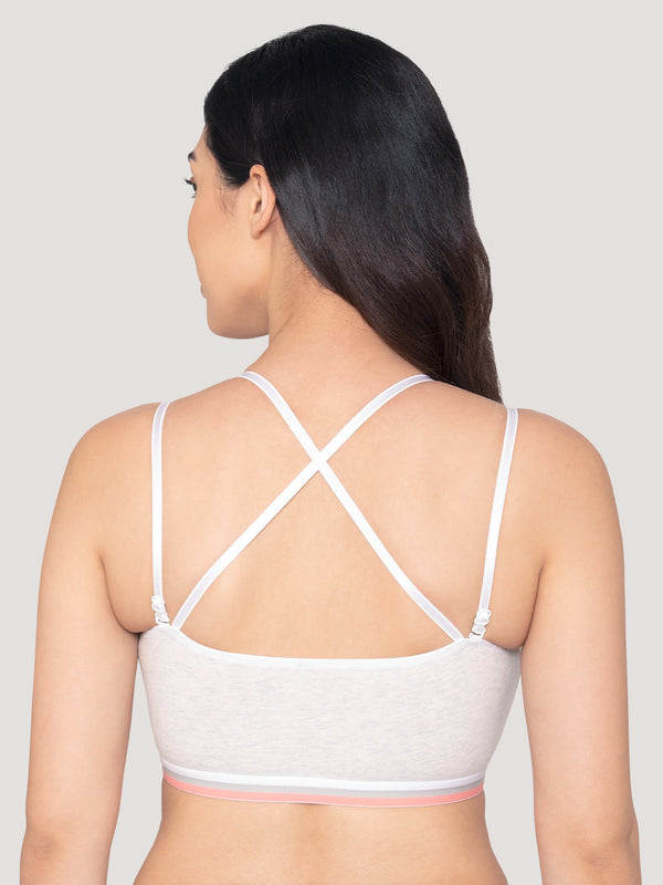 Candy Full Coverage Criss-Cross Back Teenager Bra | Pack of 3-WHITE WHITE WHITE