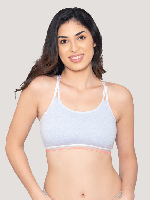 Kalyani Candy Full Coverage Non Wired Cups Criss-Cross Back Teenager Bra | Pack of 3