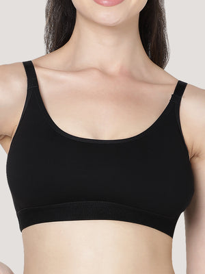 Cathy Double-Layered Slip-On Beginner Bra | Pack of 3-BLACK WHITE ONION