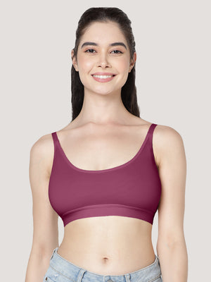 Cathy Double-Layered Slip-On Beginner Bra | Pack of 3-BLACK BURGUNDY ONION