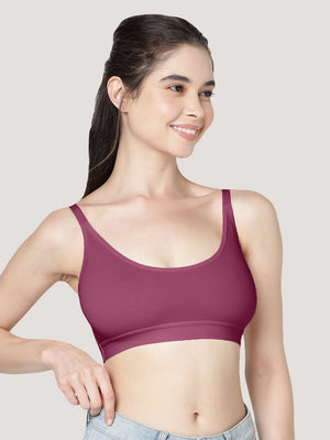 Cathy Double-Layered Slip-On Beginner Bra | Pack of 3-BLACK BURGUNDY ONION