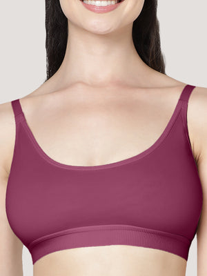 Cathy Double-Layered Slip-On Beginner Bra | Pack of 3-BLACK BURGUNDY ONION