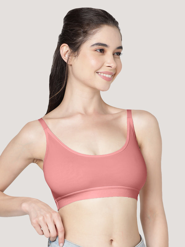 Cathy Double-Layered Slip-On Beginner Bra | Pack of 3-ONION ROSE WHITE