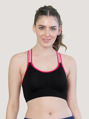 Charlet Cookie Cups Insertion High Impact Sports Bra-BLACK