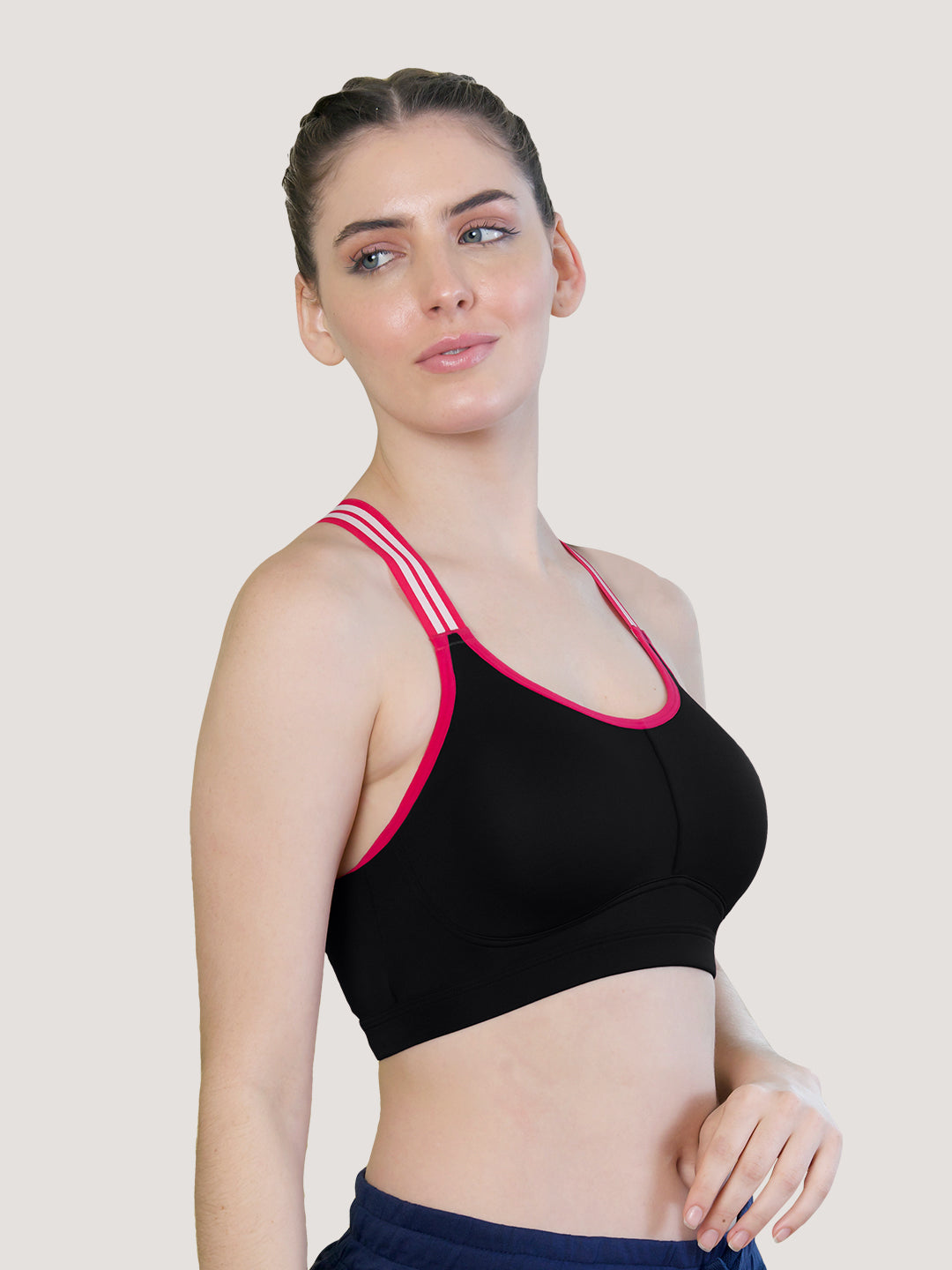 Charlet Cookie Cups Insertion High Impact Sports Bra-BLACK