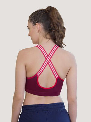 Charlet Cookie Cups Insertion High Impact Sports Bra-BURGUNDY