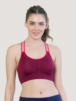 Charlet Cookie Cups Insertion High Impact Sports Bra-BURGUNDY