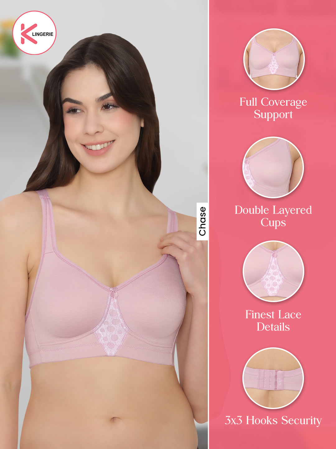 Chase Full Coverage Everyday Bra for Women-CREPE