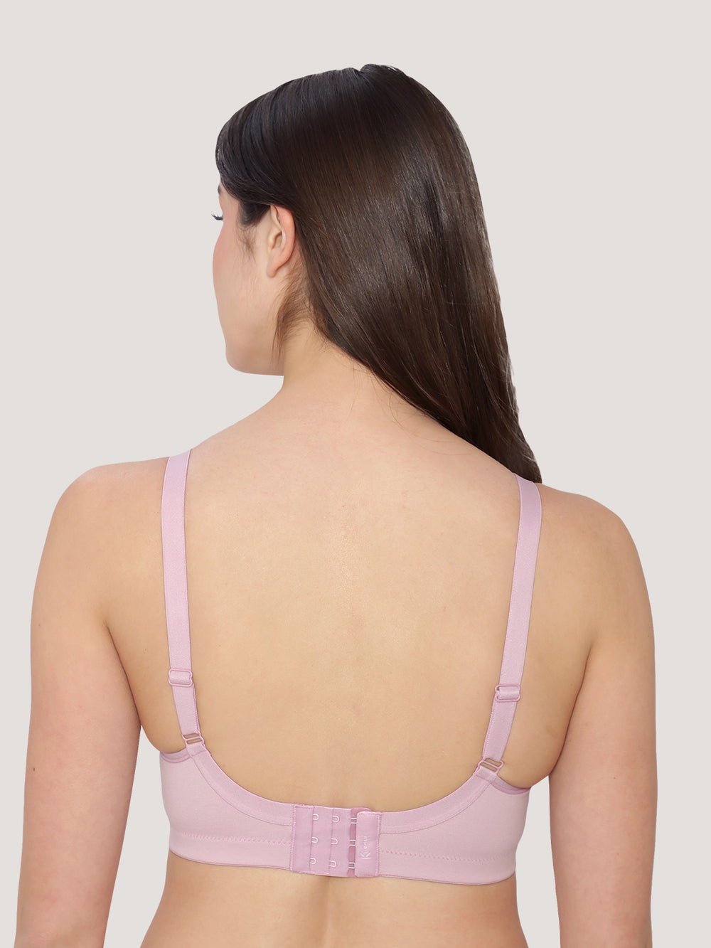 K LINGERIE Chase Double Layered Cups Center Lace Full Coverage Seamless Bra-L.NUDE CREPE