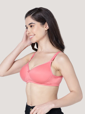 Cherry Full Coverage Lightly Padded Everyday Bra | Pack of 3-BLACK CAMEL CORAL