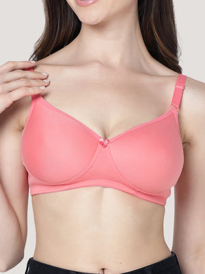 Cherry Full Coverage Lightly Padded Everyday Bra | Pack of 3-CORAL PEACH SKIN