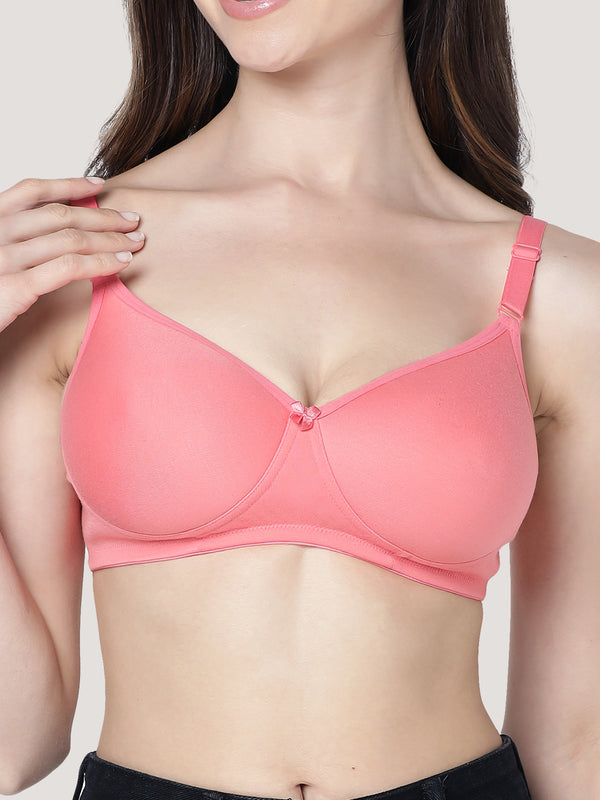 Cherry Full Coverage Lightly Padded Everyday Bra | Pack of 3-CORAL PEACH SKIN