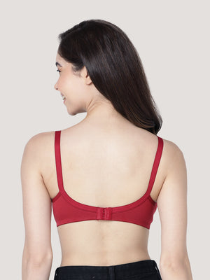 Cherry Full Coverage Lightly Padded Everyday Bra | Pack of 3-MAROON BLACK PEACH