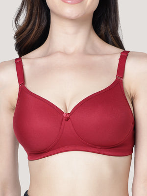 Cherry Full Coverage Lightly Padded Everyday Bra | Pack of 3-MAROON BLACK PEACH