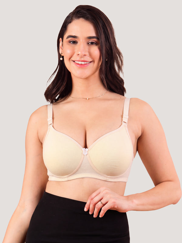 Cherry Full Coverage Lightly Padded Everyday Bra | Pack of 3-CAMEL PEACH SKIN