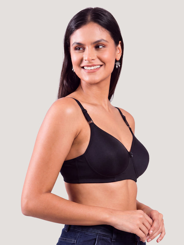 Cherry Full Coverage Lightly Padded Everyday Bra | Pack of 3-BLACK CAMEL CORAL