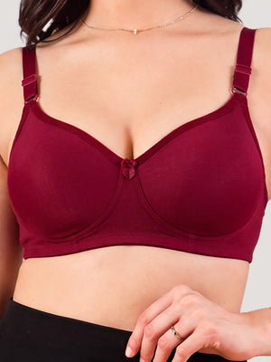 Cherry Full Coverage Lightly Padded Everyday Bra | Pack of 3-MAROON BLACK PEACH
