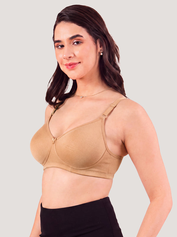 Cherry Full Coverage Lightly Padded Everyday Bra | Pack of 3-CAMEL CAMEL CAMEL