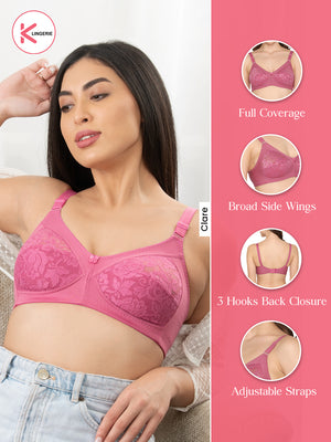 Clare Women's Full Support Delicate Lace Bra-RANI