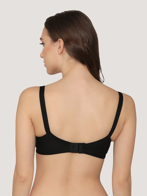 Clare Women's Full Support Non Padded Delicate Lace Bra | Pack of 2- D.Blush Black