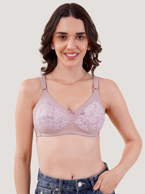 Clare Women's Full Support Non Padded Delicate Lace Bra | Pack of 2-Crepe Crepe