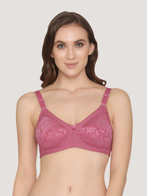 Clare Women's Full Support Delicate Lace Bra-D.BLUSH