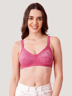 K LINGERIE Clare Women's Full Support Non Padded Delicate Lace Bra-D.BLUSH D.BLUSH