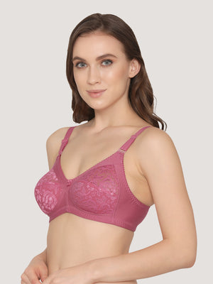 Clare Women's Full Support Delicate Lace Bra-D.BLUSH