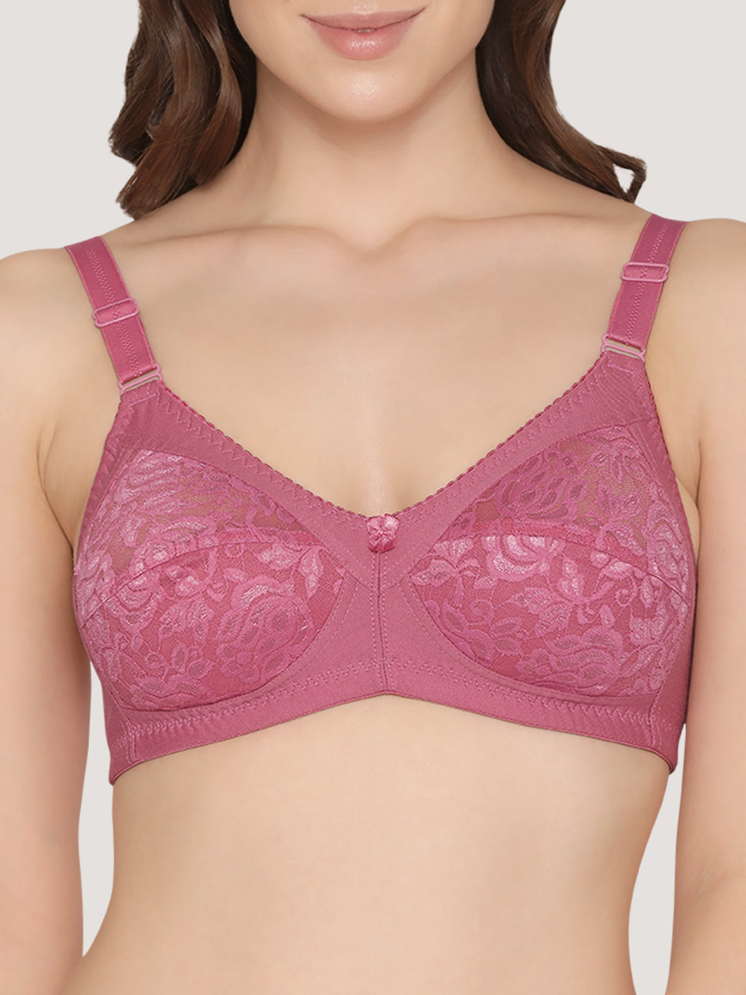 Clare Women's Full Support Delicate Lace Bra-D.BLUSH