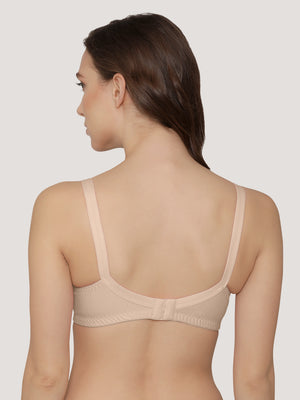 Clare Women's Full Support Non Padded Delicate Lace Bra | Pack of 2-Crepe L.Nude