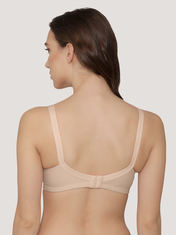 Clare Women's Full Support Non Padded Delicate Lace Bra | Pack of 2-Crepe L.Nude