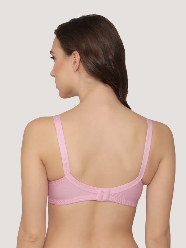 Clare Women's Full Support Delicate Lace Bra-PINK