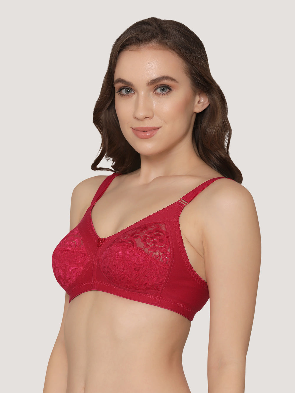 K LINGERIE Clare Women's Full Support Non Padded Delicate Lace Bra-RANI RANI