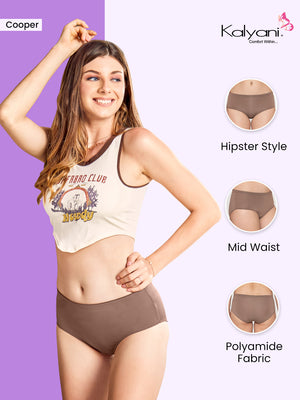 Cooper Medium Coverage Hipster Panties | Pack of 3-BROWN CREPE DARK VOILET