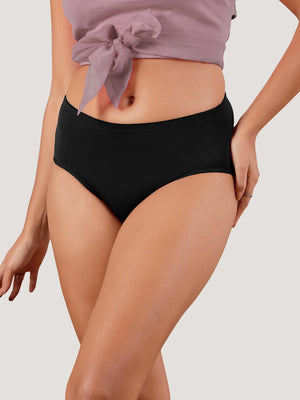 Cooper Women Super Stretchable Full Coverage High Waist Hipster Panties | Pack of 3-BLACK BLACK BLACK
