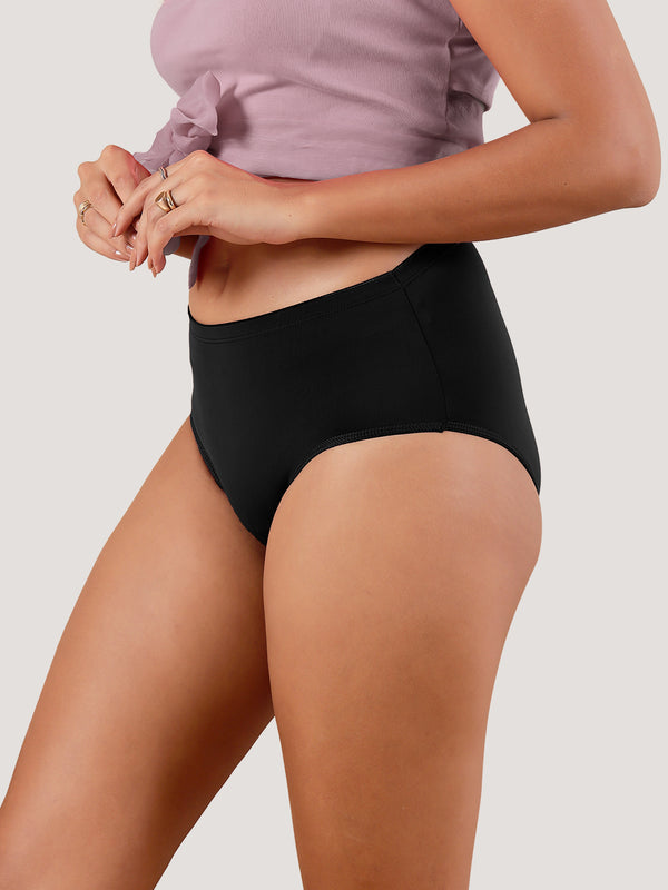 Cooper Women Super Stretchable Full Coverage High Waist Hipster Panties | Pack of 3-CREPE DUSTY ROSE BLACK