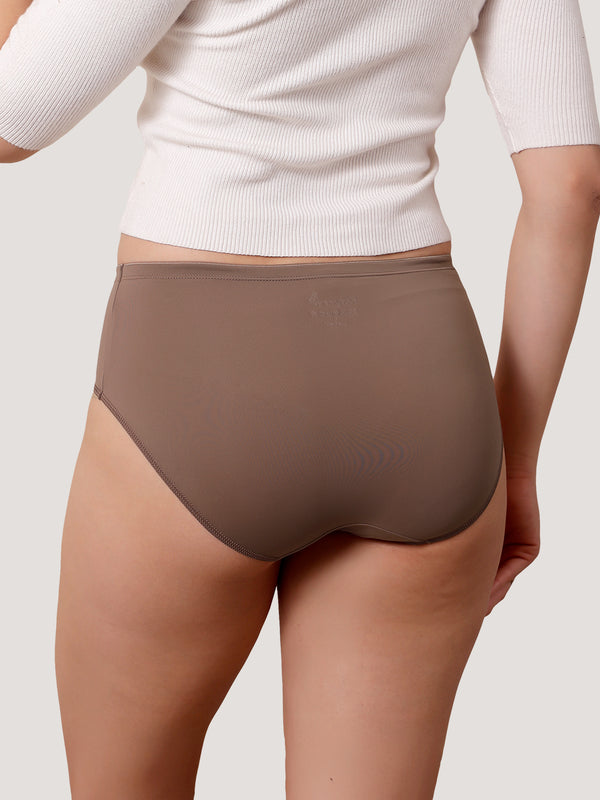 Cooper Women Super Stretchable Full Coverage High Waist Hipster Panties | Pack of 3-BROWN CREPE DARK VIOLET