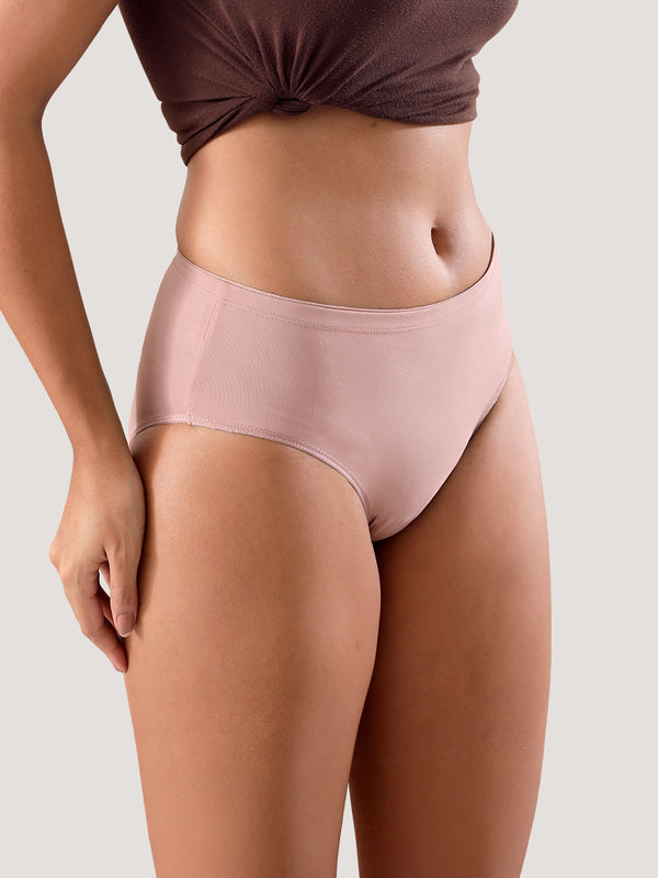 Cooper Women Super Stretchable Full Coverage High Waist Hipster Panties | Pack of 3-L.GREEN DUSTY ROSE CREPE