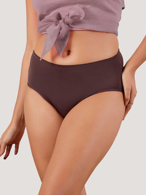 Cooper Women Super Stretchable Full Coverage High Waist Hipster Panties | Pack of 3-BLACK DARK VIOLET BROWN