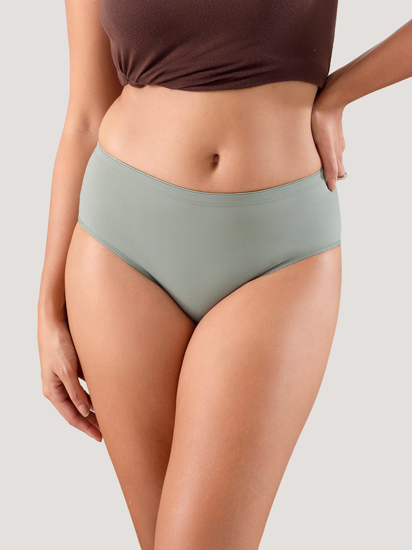 Cooper Women Super Stretchable Full Coverage High Waist Hipster Panties | Pack of 3-BROWN L.GREEN DUSTY ROSE