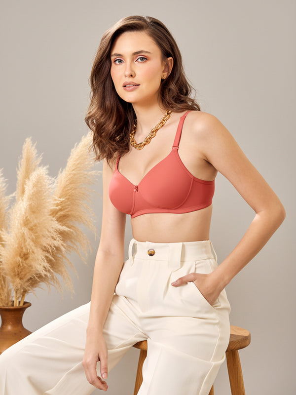 Sheley Women's Wirefree Soft Padded Cups Detachable Straps Bra Pack of 2-CORAL OCEAN GREEN