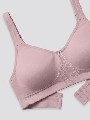 K LINGERIE Chase Double Layered Cups Center Lace Full Coverage Seamless Bra-L.NUDE CREPE
