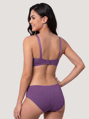 Kalyani Cristina Medium Coverage Wirefree Support Padded Daily Wear Lace Lingerie Set | D.Rust