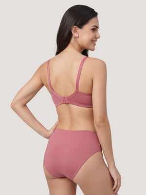 Kalyani Cristina Medium Coverage Wirefree Support Padded Daily Wear Lace Lingerie Set | Dusty Rose