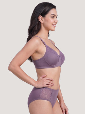 Kalyani Cristina Medium Coverage Wirefree Support Padded Daily Wear Lace Lingerie Set | Mountbatten Pink (Copy)