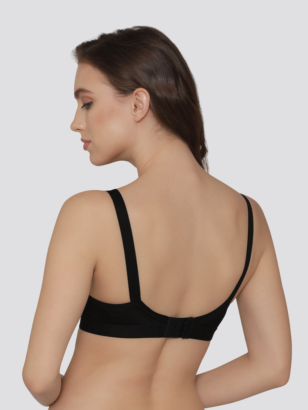 K LINGERIE Cross Care Women's Full Coverage Non Padded Wirefree Minimizer Bra-Black-Black