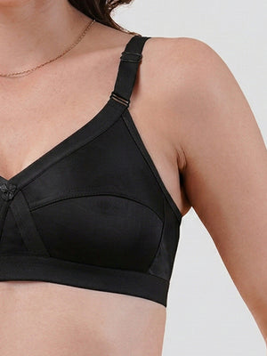 K LINGERIE Cross Care Women's Full Coverage Non Padded Wirefree Minimizer Bra-SKIN BLACK