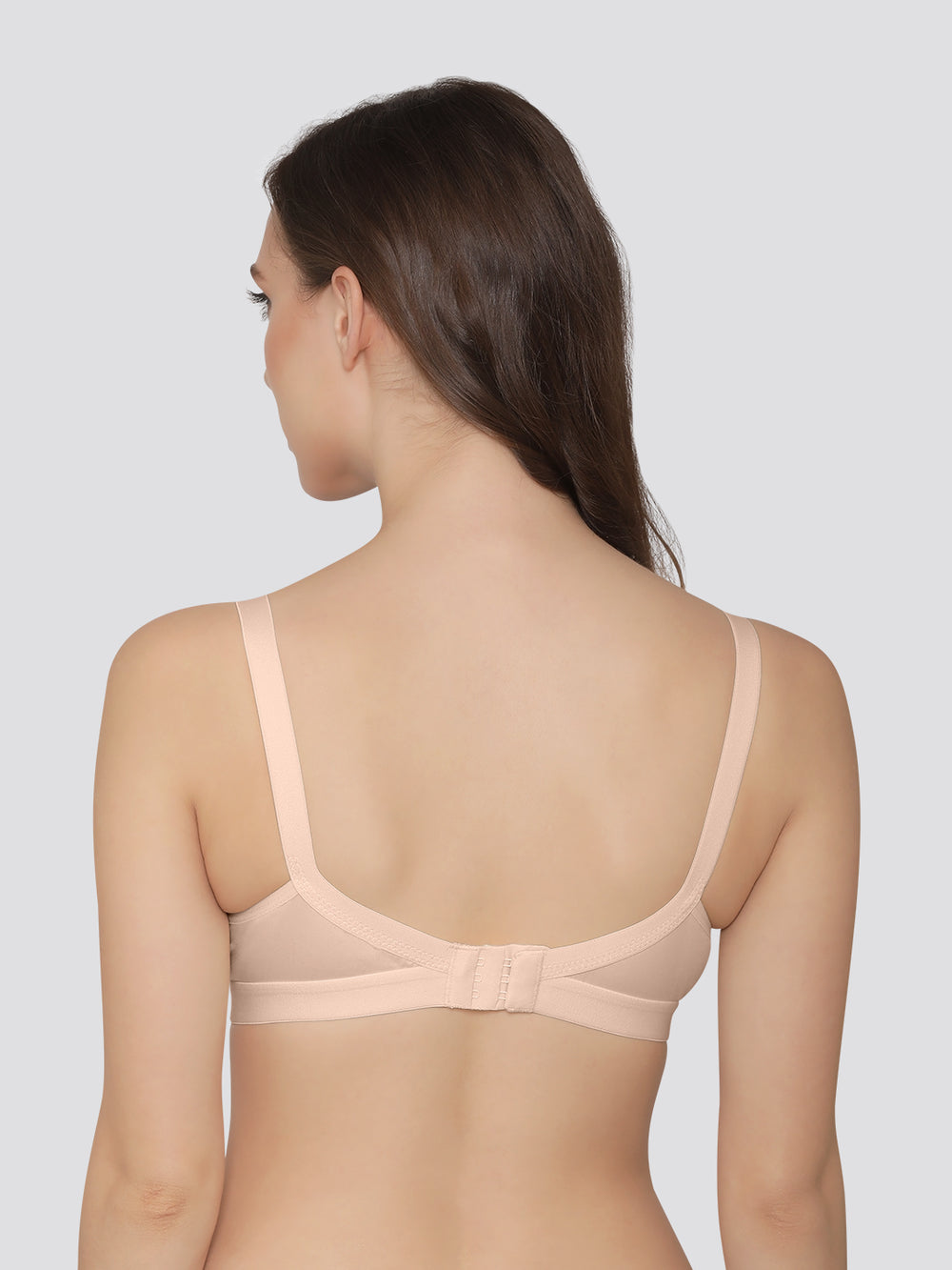 K LINGERIE Cross Care Women's Full Coverage Non Padded Wirefree Minimizer Bra-SKIN BLACK