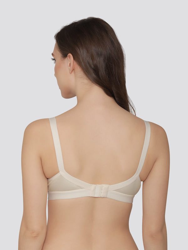 K LINGERIE Cross Care Women's Full Coverage Non Padded Wirefree Minimizer Bra-SKIN WHITE